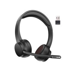 Auricular q-connect inalambrico diadema con microfono flexible y boton de bluetooth usb color negro