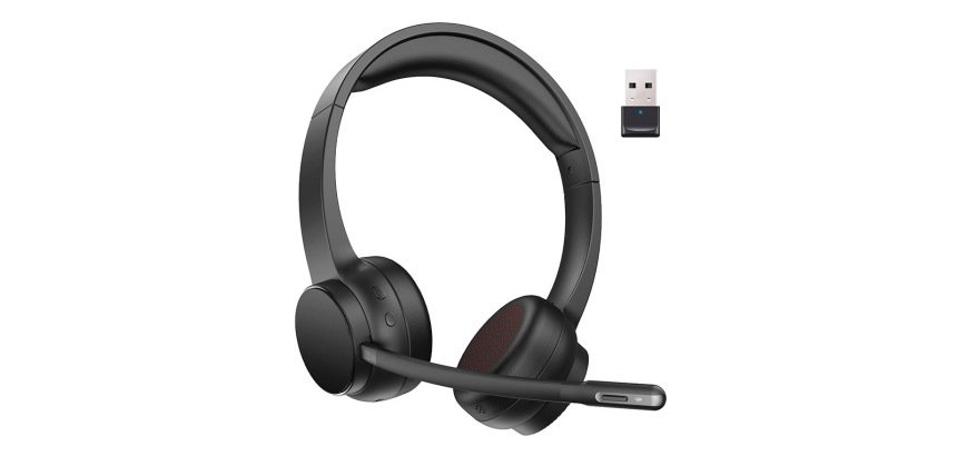 Auricular q-connect inalambrico diadema con microfono flexible y boton de bluetooth usb color negro