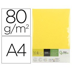 Papel color liderpapel din a4 80 gr amarillo paquete de 500 hojas