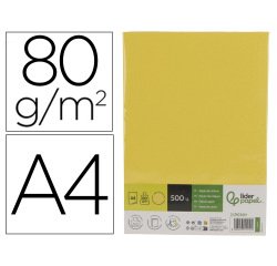 Papel color liderpapel din a4 80 gr amarillo intenso paquete de 500 hojas