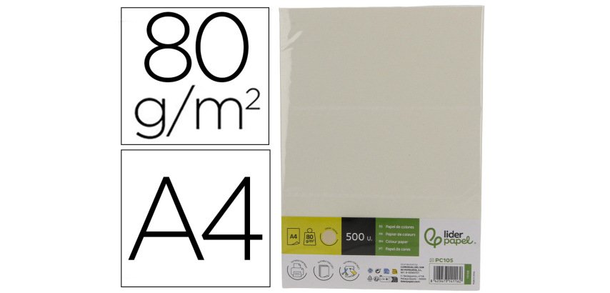 Papel color liderpapel din a4 80 g amarillo neon paquete de 500 hojas