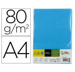 Papel color liderpapel din a4 80 gr azul intenso paquete de 500 hojas