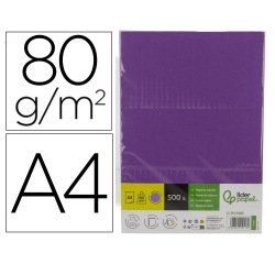 Papel color liderpapel din a4 80 gr lila intenso paquete de 500 hojas