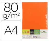 Papel color liderpapel din a4 80 g naranja intenso paquete de 500 hojas