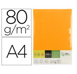 Papel color liderpapel din a4 80 gr naranja neon paquete de 500 hojas