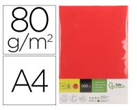 Papel color liderpapel din a4 80 g rojo intenso paquete de 500 hojas