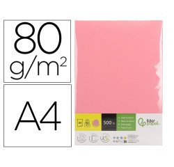 Papel color liderpapel din a4 80 gr rosa paquete de 500 hojas