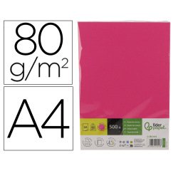 Papel color liderpapel din a4 80 gr rosa intenso paquete de 500 hojas