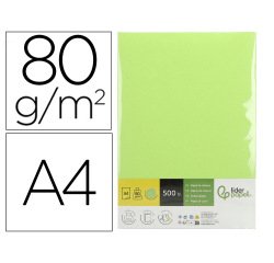 Papel color liderpapel din a4 80 gr verde paquete de 500 hojas