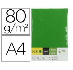 Papel color liderpapel din a4 80 gr verde intenso paquete de 500 hojas