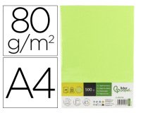 Papel color liderpapel din a4 80 g verde neon paquete de 500 hojas