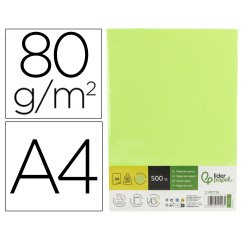 Papel color liderpapel din a4 80 gr verde neon paquete de 500 hojas