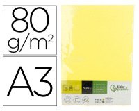 Papel color liderpapel din a3 80 g amarillo paquete de 500 hojas