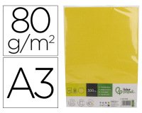Papel color liderpapel din a3 80 g amarillo intenso paquete de 500 hojas