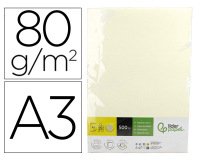 Papel color liderpapel din a3 80 g crema paquete de 500 hojas