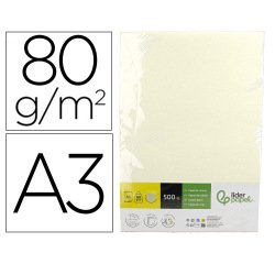 Papel color liderpapel din a3 80 gr crema paquete de 500 hojas