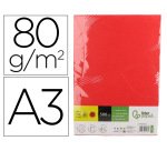 Papel color liderpapel din a3 80 gr rojo intenso paquete de 500 hojas