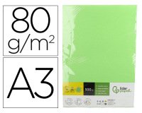Papel color liderpapel din a3 80 g verde paquete de 500 hojas
