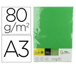 Papel color liderpapel din a3 80 gr verde intenso paquete de 500 hojas