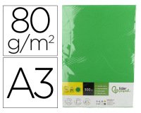 Papel color liderpapel din a3 80 g verde intenso paquete de 500 hojas