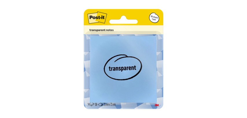 Bloc de notas adhesivas quita y pon post-it 73x73 mm 36 hojas transparente azul lavado vaquero