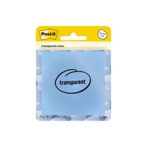 Bloc de notas adhesivas quita y pon post-it 73x73 mm 36 hojas transparente azul lavado vaquero