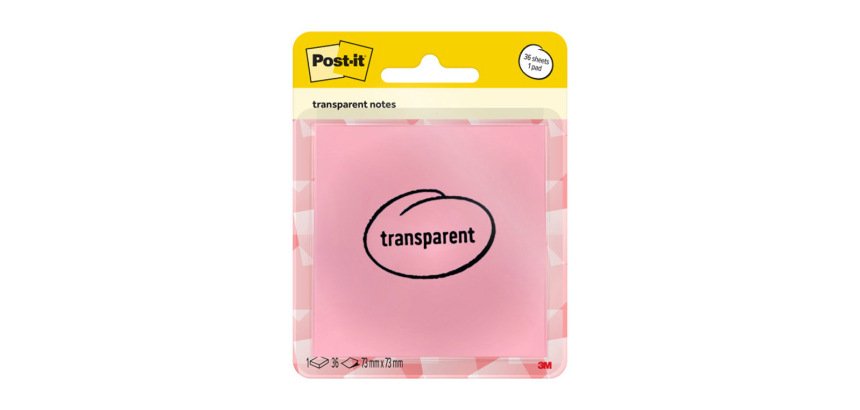 Bloc de notas adhesivas quita y pon post-it 73x73 mm 36 hojas transparente salmon