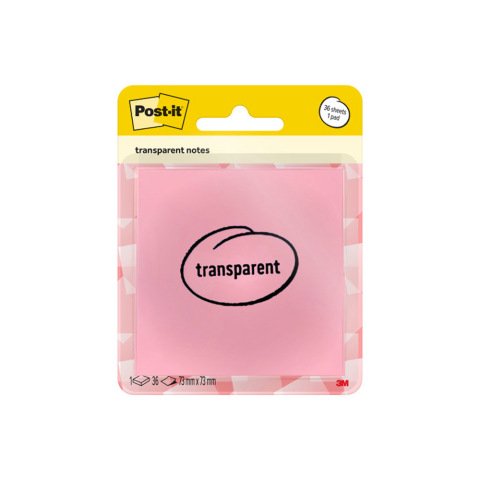 Bloc de notas adhesivas quita y pon post-it 73x73 mm 36 hojas transparente salmon
