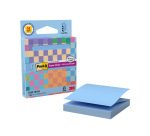 Bloc de notas adhesivas quita y pon post it z-notas super sticky 100% pefc 76x76 mm dispensador 90 hojas azul