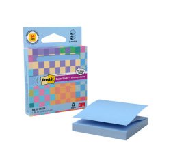 Bloc de notas adhesivas quita y pon post it z-notas super sticky 100% pefc 76x76 mm dispensador 90 hojas azul
