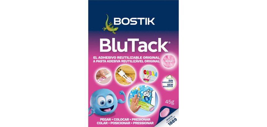Sujetacosa masilla bostik blu tack rosa blister de 45 g