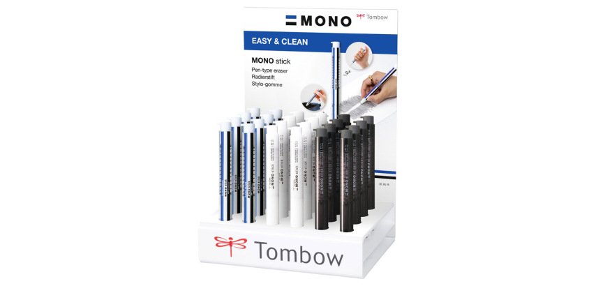 Portagomas tombow mono stick expositor sobremesa de 24 unidades surtidas