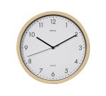 Reloj maul grain de pared redondo 30 cm diametro cuarzo marco madera natural clara