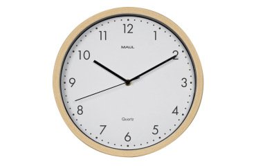 Reloj maul grain de pared redondo 30 cm diametro cuarzo marco madera natural clara