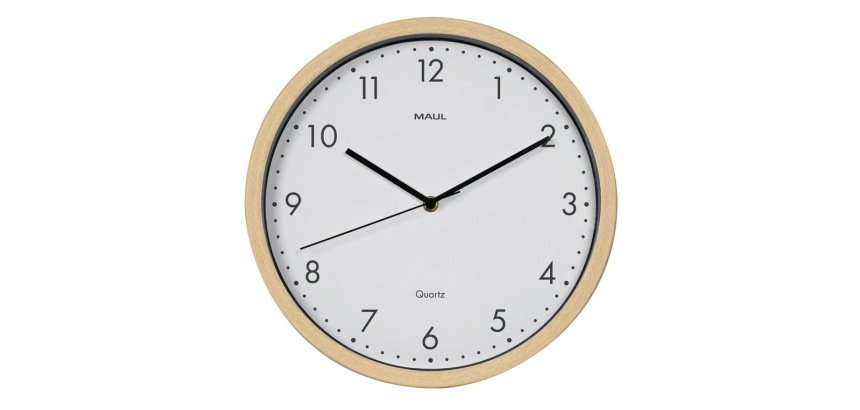 Reloj maul grain de pared redondo 30 cm diametro cuarzo marco madera natural clara