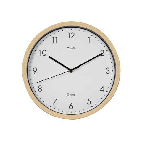 Reloj maul grain de pared redondo 31 cm diametro cuarzo marco madera natural clara