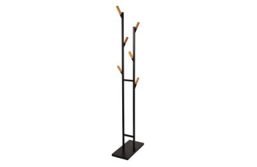 Perchero metalico maul rima pie 6 colgadores de madera color negro 1840x480x230 mm