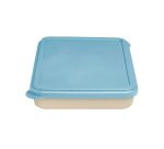 Fiambrera exacompta reutilizable 2 compartimentos color beig con tapa color azul biodegradable 250x210x50