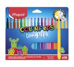 Rotulador maped color peps long life lavable punta media caja de 18 unidades colores surtidos