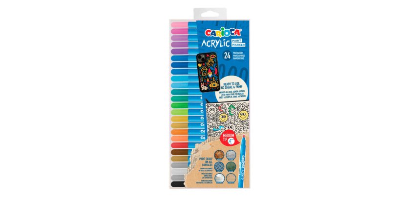 Rotulador carioca acrilico paint marker punta media tip estuche de 24 unidades colores surtidos