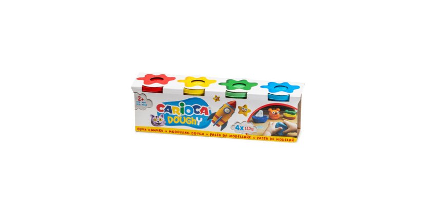 Pasta para modelar carioca doughy 110 g caja de 4 unidades colores surtidos