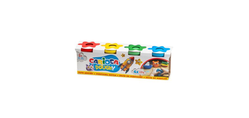 Pasta para modelar carioca doughy 110 g caja de 4 unidades colores surtidos