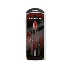 Compas staedtler noris 555 con husillo y rueda central sin alargadera tubo de minas y aguja color rojo