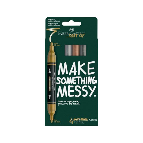 Rotulador faber castell acrili acrilico doble punta caja de 4 unidades colores metalicos surtidos