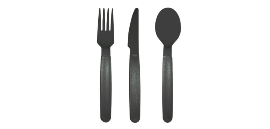 Cubierto polipropileno archivo 2000 libre bpa pack 1 cuchara + 1 tenedor + 1 cuchillo 18,5 cm color gris