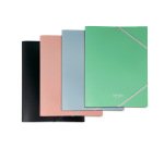 Carpeta pardo studio style gomas solapas polipropileno expositor de 48 unidades colores pastel surtidos
