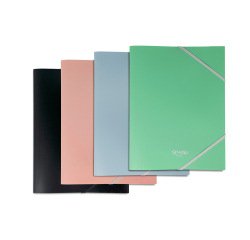 Carpeta pardo studio style gomas solapas polipropileno expositor de 48 unidades colores pastel surtidos