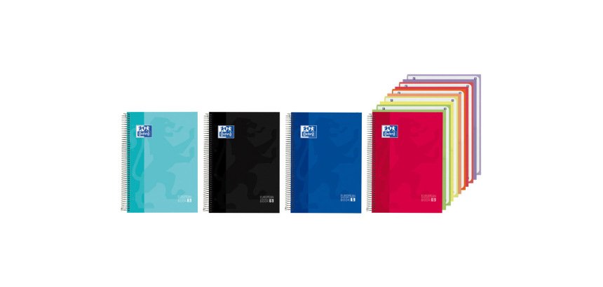 Cuaderno espiral oxford europeanbook 5 tapa extradura din a4 150 hojas cuadro 5 mm con 5 bolsas separadoras