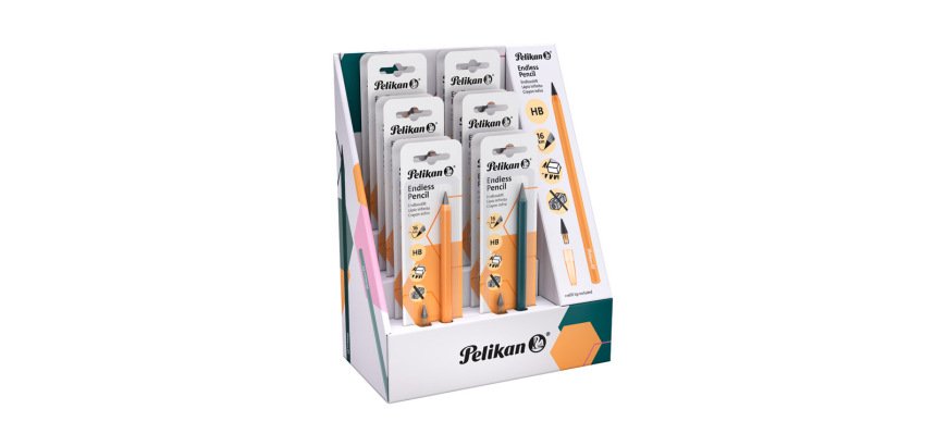 Lapiz de grafito infinito pelikan cuerpo aluminio expositor de 12 unidades