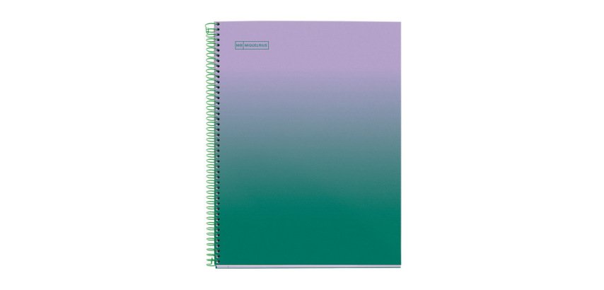 Cuaderno espiral miquelrius din a4 80 hojas cuadro 5 mm 90 gr gradient lavanda/verde